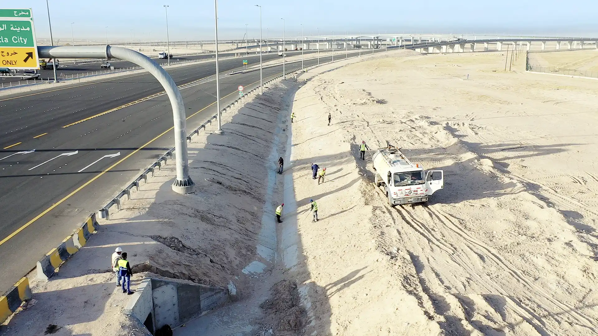 Slope construction and stabilization for protection and erosion control - Road 245, Al Muţlā‘, Kuwait